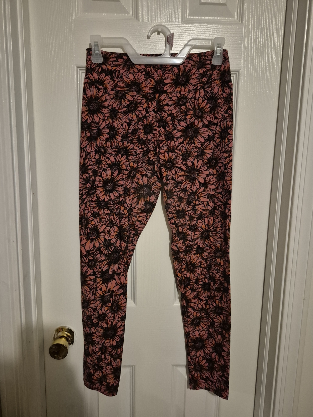 LuLaRoe Black & Pink Floral Leggings